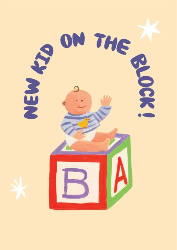 Cute New Baby Card - New Kid On The Block - Building Block created by Ickaprint