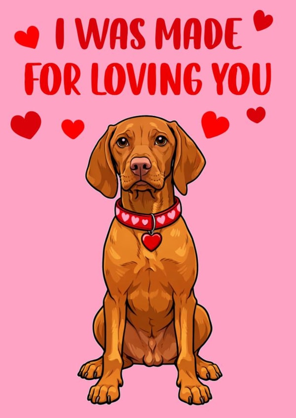 Vizsla Valentines Day, Made to love you created by Emily Howarth