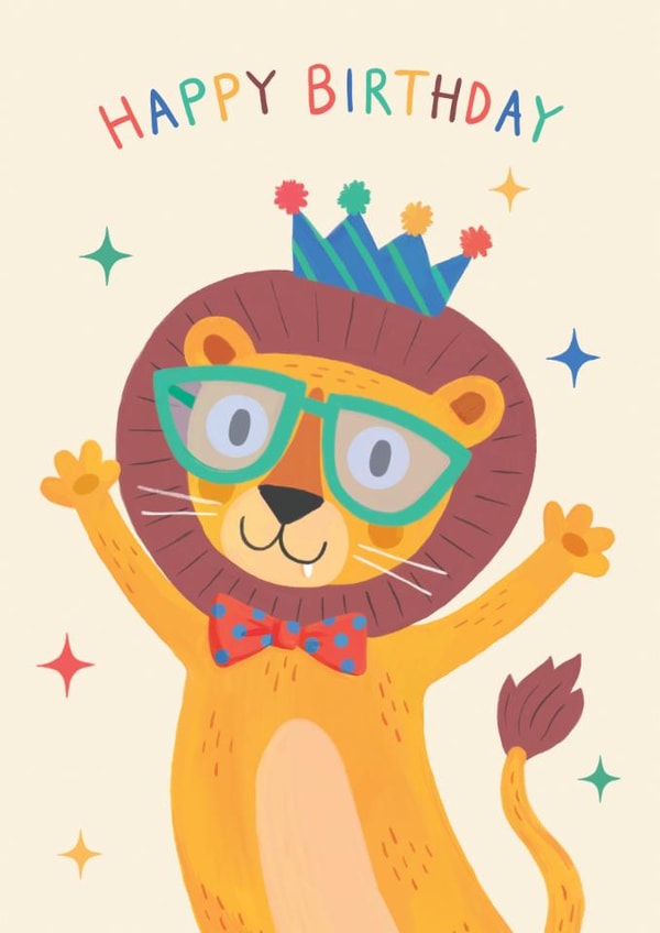 Cute Birthday Card - Party Lion created by Jo Podmore