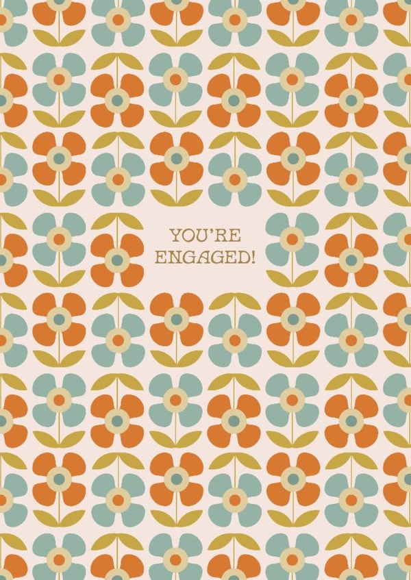 You're Engaged - Retro Floral Engagement Card created by Lately Studio