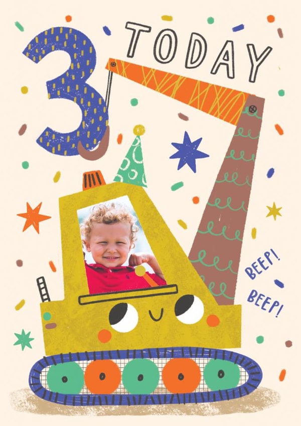 Cute Birthday Card - 3rd - Construction Digger created by Jess Moorhouse