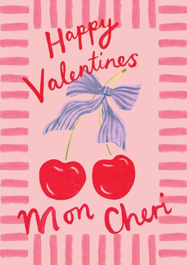 Modern Valentine's Day Card - Mon Cheri - Cherries created by Ickaprint