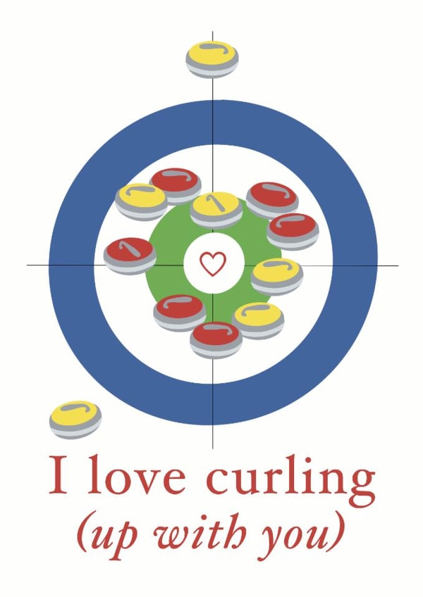 Cute Funny Anniversary Valentines Card - Curling - Olympics created by Emma Blue
