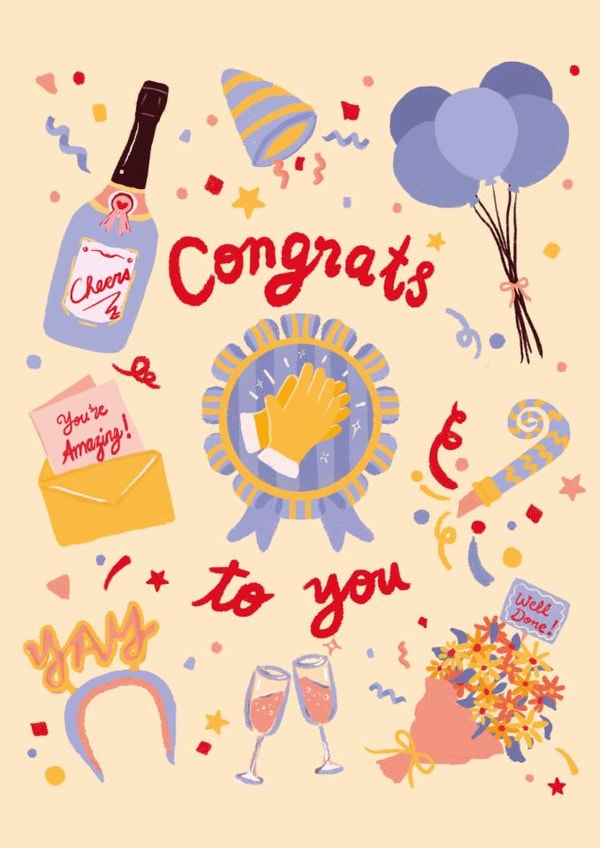 Classic Congratulations/Well Done Card - Congrats To You - Balloons created by Ricicle Cards