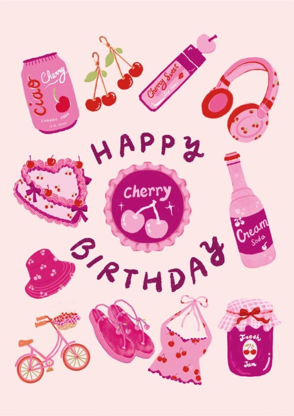 Classic Birthday Card - For Her - Cherry Cake And Clothing created by Ricicle Cards
