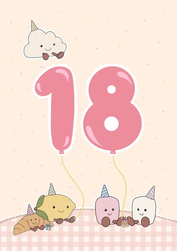 Cute Jellycat 18th Birthday Card created by Eve Designs