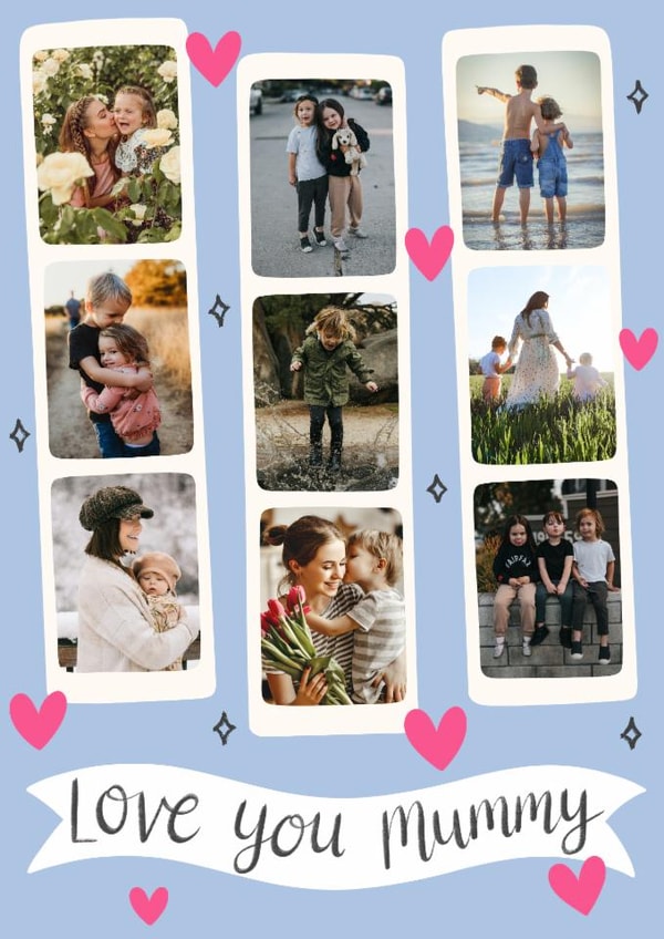Classic Mother's Day Card - Love You Mummy - Photo Booth Strips created by Alice Griffiths Illustration
