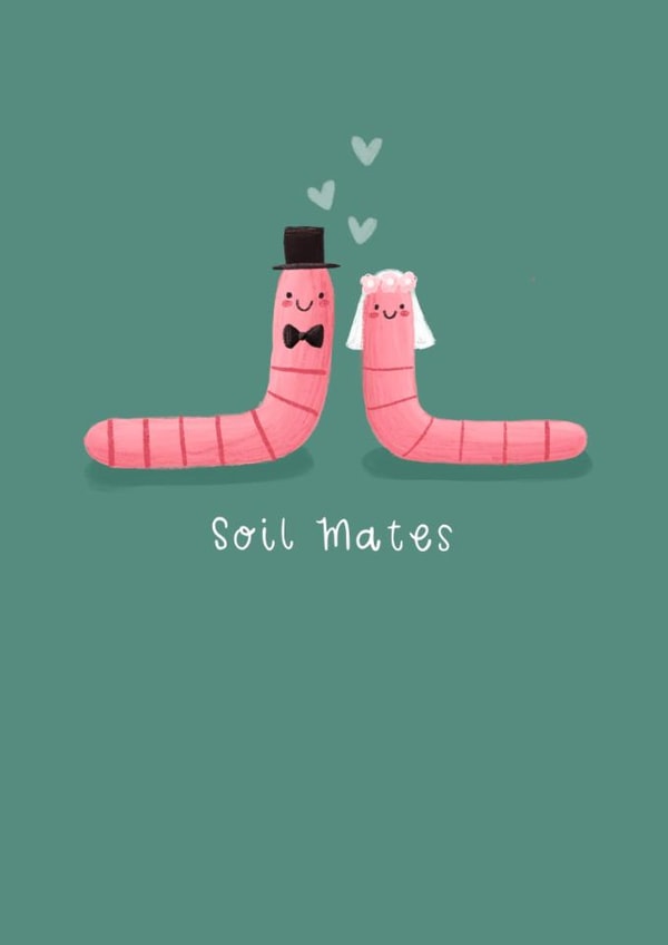 Cute Wedding Card - Worms - Soil MAtes created by Becky Down