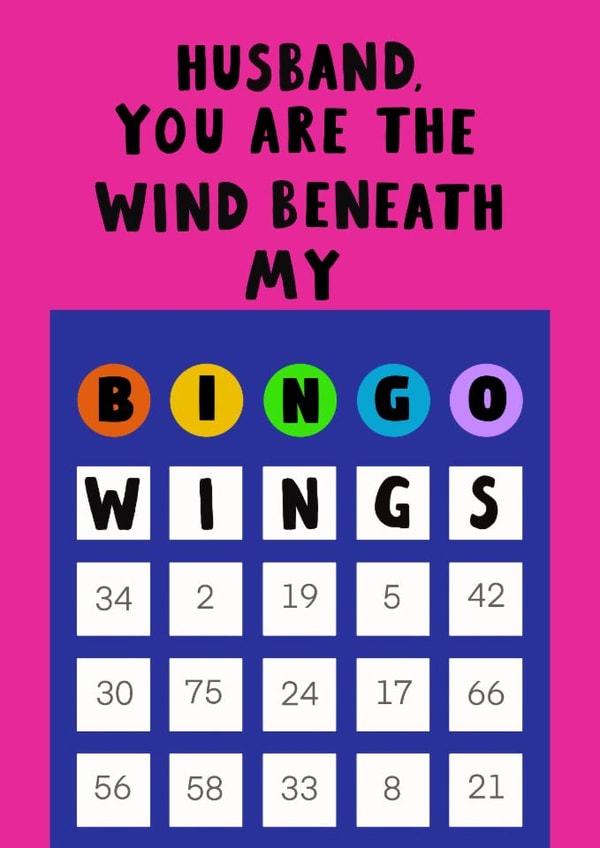 Funny Bingo Birthday Card - For Husband - Bingo Wings created by Jimmy Doodle