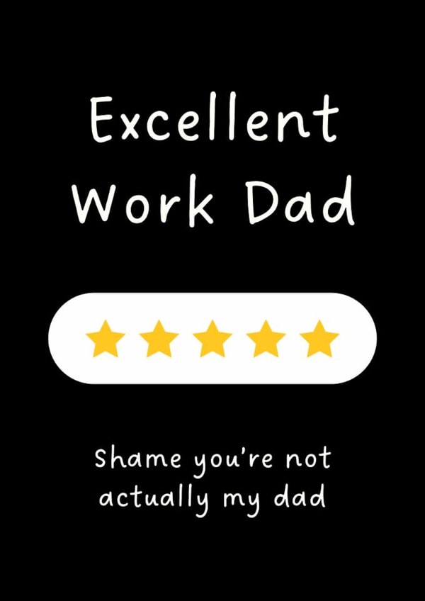 Funny Father's Day Card - For Work Dad - 5 Star created by Sundiva Designs