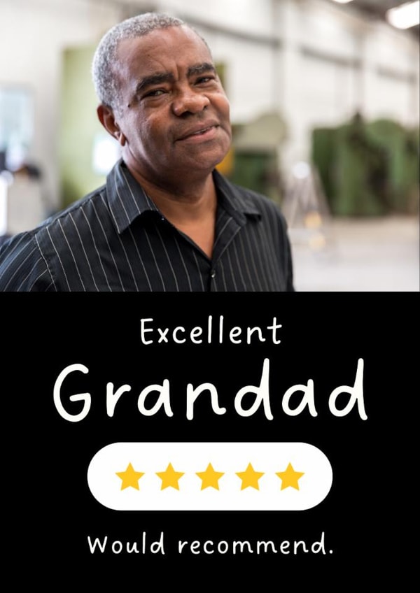 Funny Father's Day Photo Card - Five Star - Excellent Grandad created by Sundiva Designs