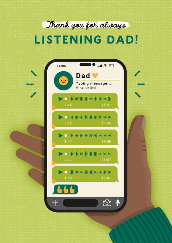 Classic Father's Day Card - Thanks For Listening - Voice Notes created by Joanne Hawker