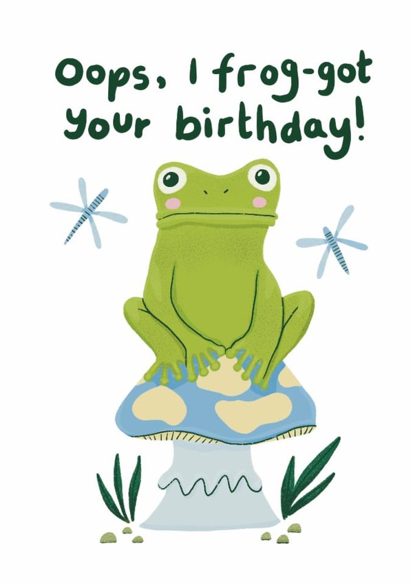 Cute Birthday Card - Belated - Frog created by @SarahPriceDesigns