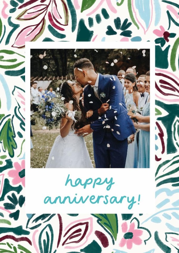 Pretty Anniversary Card - Hand Drawn Florals created by Lauren Barclay