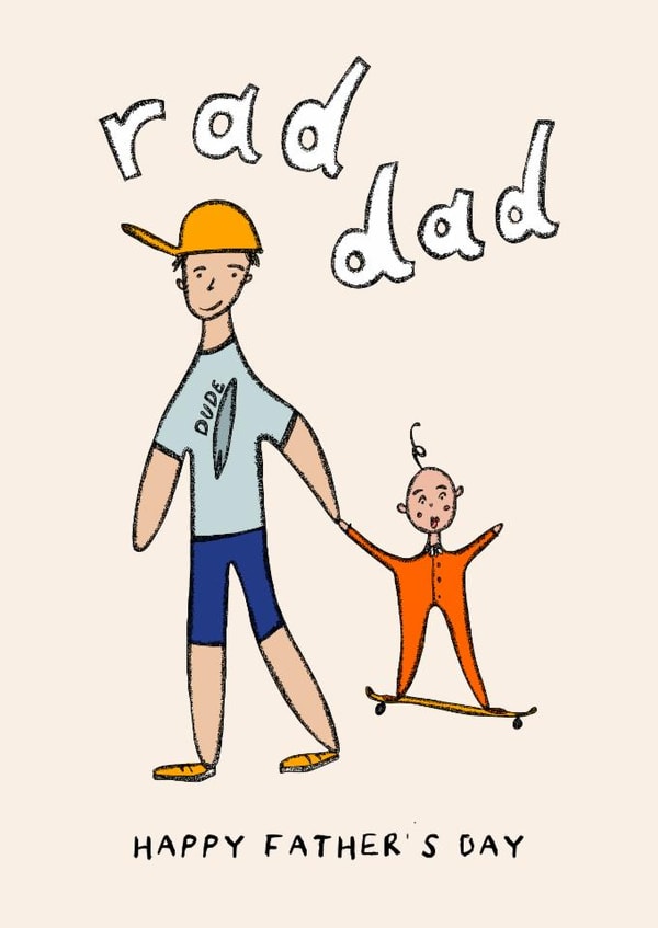 Cute Father's Day Card - Rad Dad - Skateboard created by Freya Niamh Design