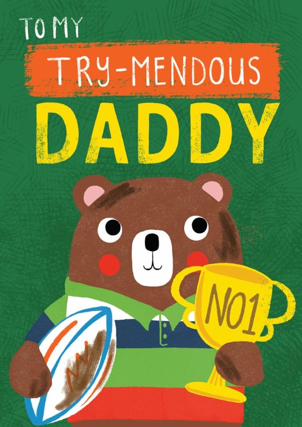 Cute rugby-themed card for a try-mendous Daddy on Father's Day. created by Christine Gore