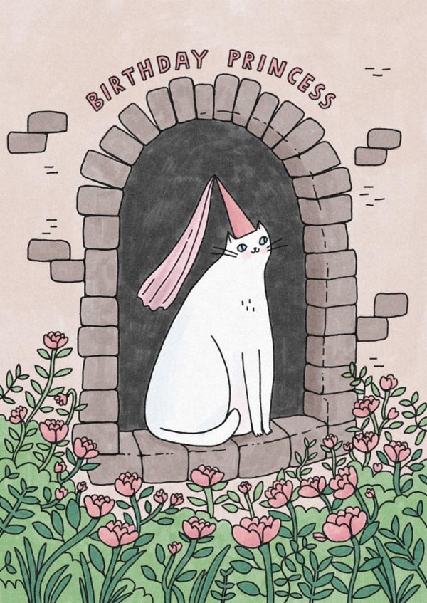 Cute Birthday Card - Cat Princess created by Sunpatch Society