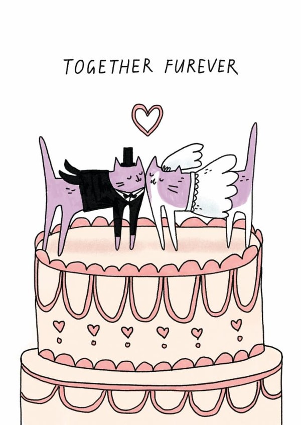 Cute Wedding Card - Cat Cake - Together Furever created by Sunpatch Society