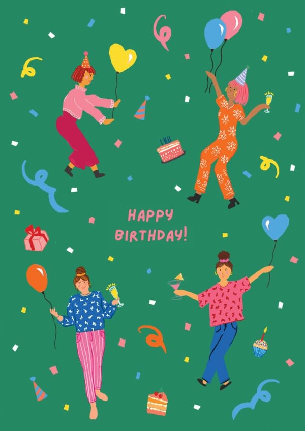 Fun joyful card to wish a friend a happy birthday - Girls party created by Zoe May Designs