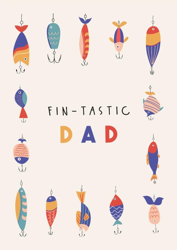 Funny Father's Day or Dad Birthday Card – Fin-Tastic Fishing Design for Him created by Sad Girl Illustration