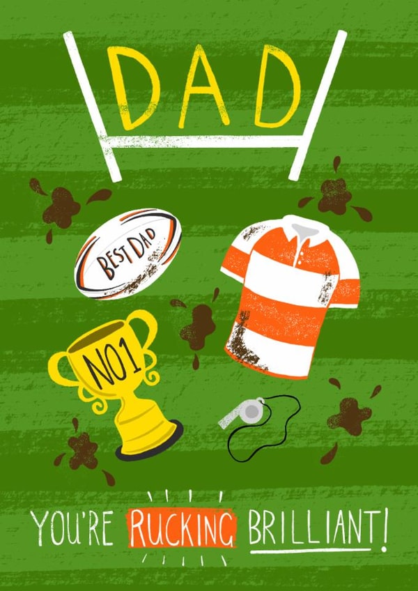 Funny father's day card, Rugby themed, dad, Birthday Card created by Christine Gore