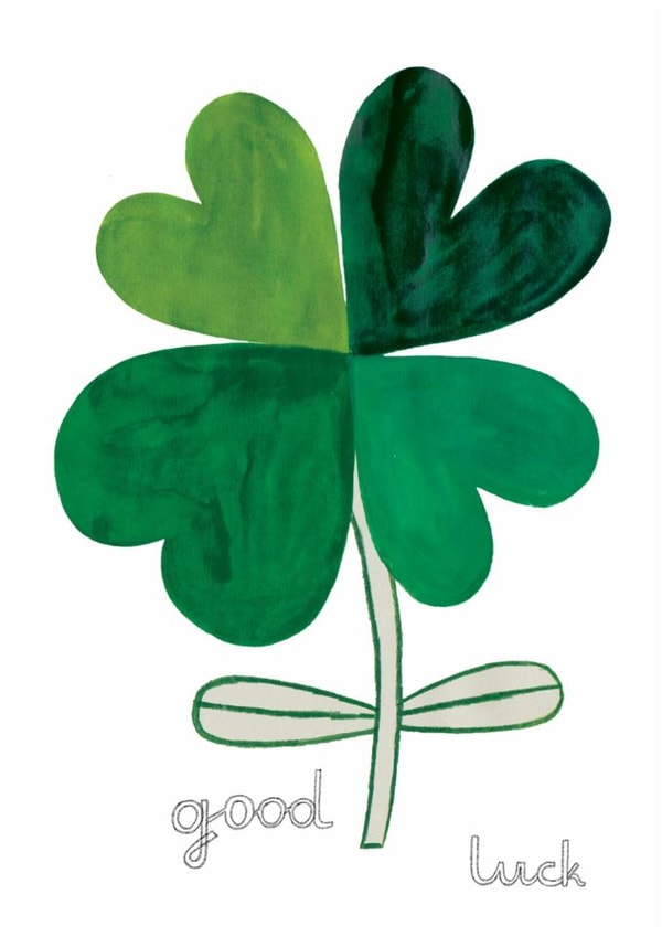 Classic Good Luck Card - Four Leaf Clover created by Daria Solak