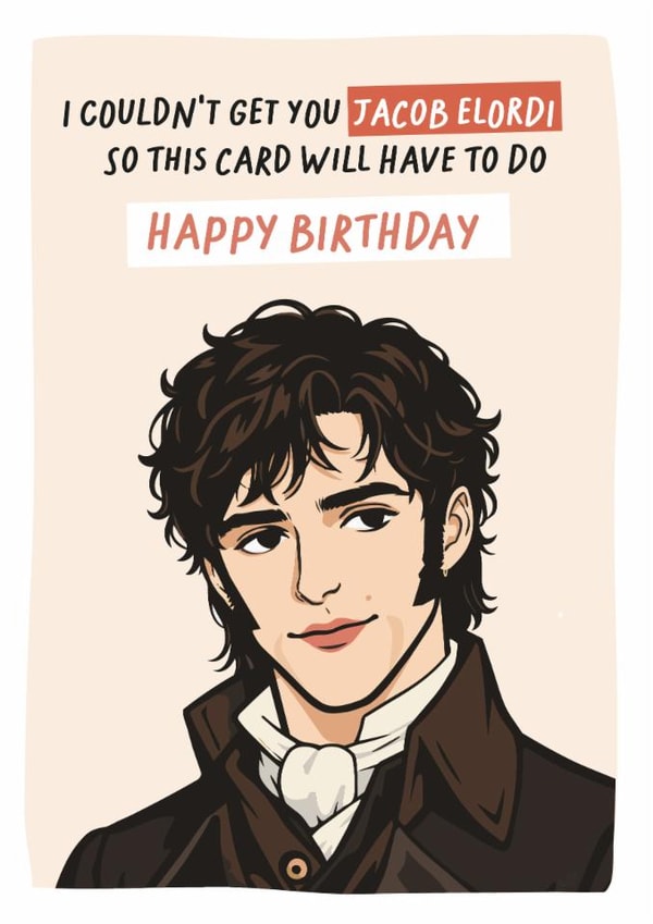Jacob Elordi Wuthering Heights Heathcliff birthday card created by Percy & Pearl
