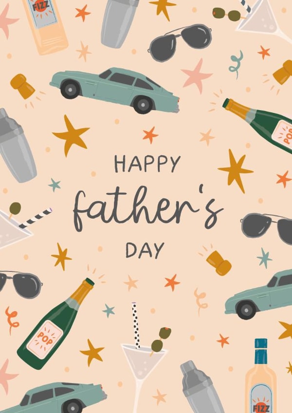 Classic Father's Day Card - Cars - Champagne created by The Pattern Press
