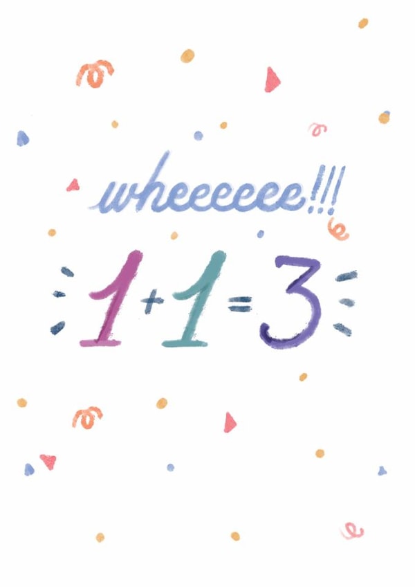 Cute New Baby's Arrival Announcement Card with a Fun Equation. created by Fatema Khambati