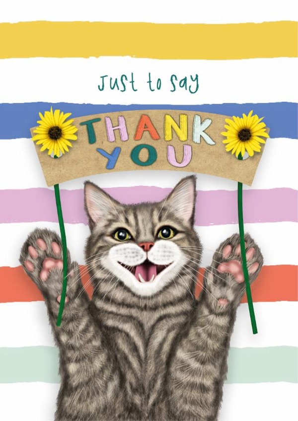 Cute Thank You Card – Tabby Cat created by badgerbee design