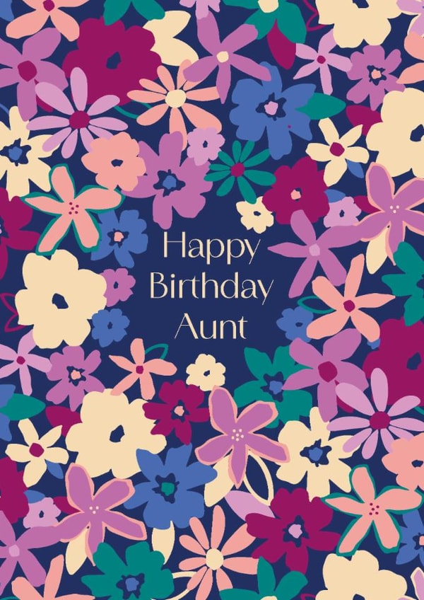 Colourful Birthday card for Aunt - fun flowers - Happy Birthday created by Sazerelli Designs