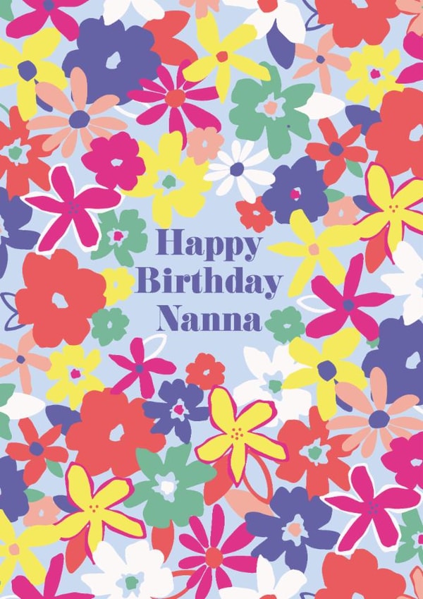Colourful Birthday card for Nanna - fun flowers - Happy Birthday created by Sazerelli Designs