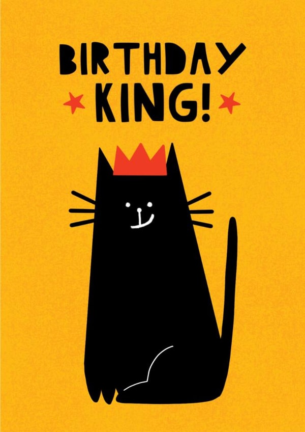 Cute Birthday Card - Birthday King - Cat created by Sophie Moran
