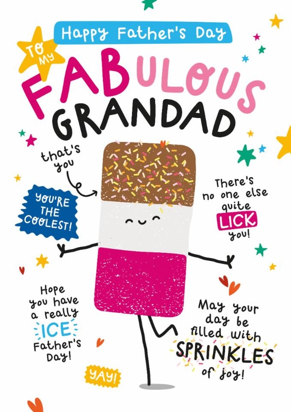 Cute Father's Day Card - For Grandad - Fab Ice Lolly created by Twisted Haggis