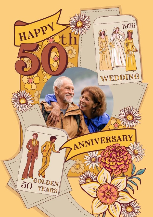 Pretty Anniversary Card - 50th - Golden created by Angie Spurgeon