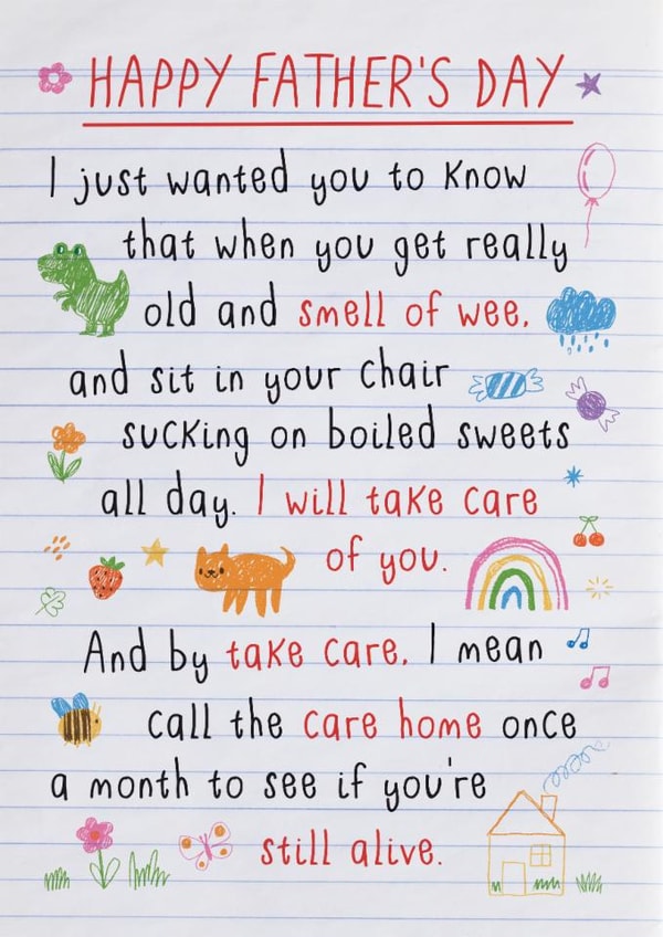 Funny Father's Day card for an older dad from son or daughter created by Kelly Hunt Designs