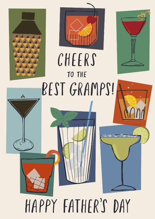 Classic Father's Day Card - Cheers To The Best Gramps - Cocktails created by Nina Raby - Jones