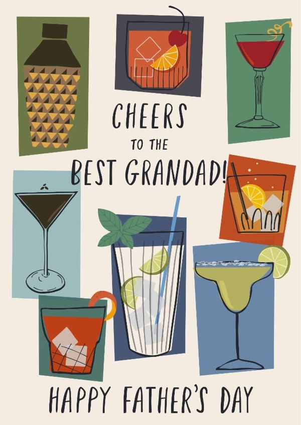 Classic Father's Day Card - Cheers To The Best Grandad - Cocktails created by Nina Raby - Jones