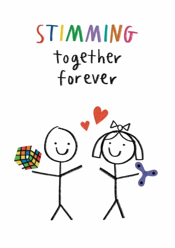 Cute Anniversary Card - Stimming Together - Neurodivergent created by Alice Mole Illustration