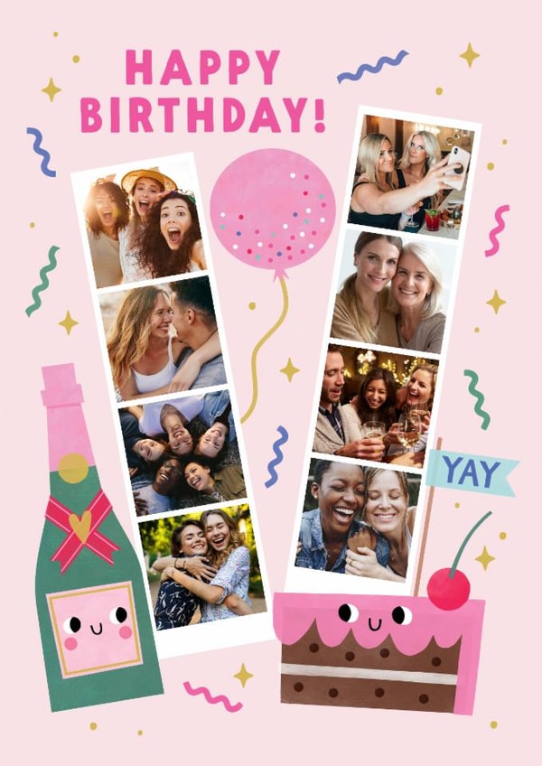 Cute Birthday Card - Cake And Fizz - Photo Booth created by Lemon and Sugar 