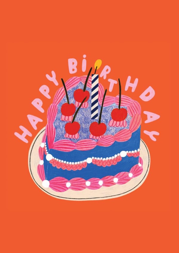 Classic Birthday Card - For Her - Birthday Cake With Candles created by Daria Solak