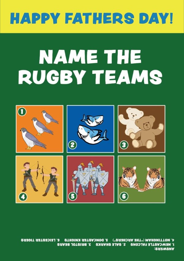 Classic Father's Day Card - Rugby Quiz | thortful