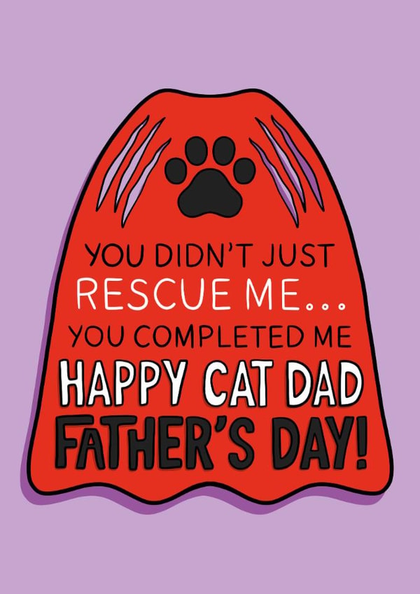 Classic Father's Day Card - Rescue Cat - Hero Cape created by TeePee Creations