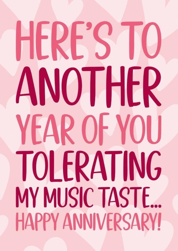 Funny Anniversary Card - Tolerating My Music Taste created by TeePee Creations
