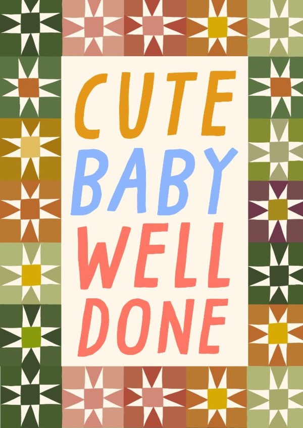 New Baby Card - Cute - Pattern - Well Done created by URGHH Card Co.
