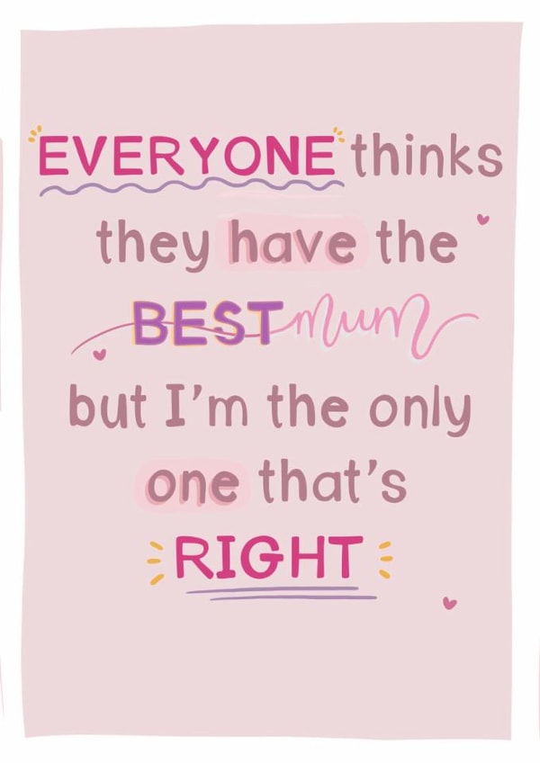 Mothers Day card for the best mum created by Ginger Rose Designs