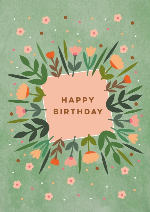 Pretty Leaves and Hearts Birthday Card created by Eli the Goat