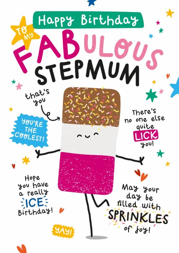 Cute Birthday Card - For Step Mum - Fab Ice Lolly created by Twisted Haggis