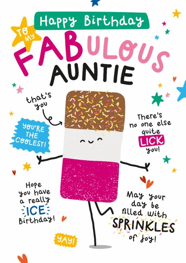 Cute Birthday Card - For Auntie - Fab Ice Lolly created by Twisted Haggis