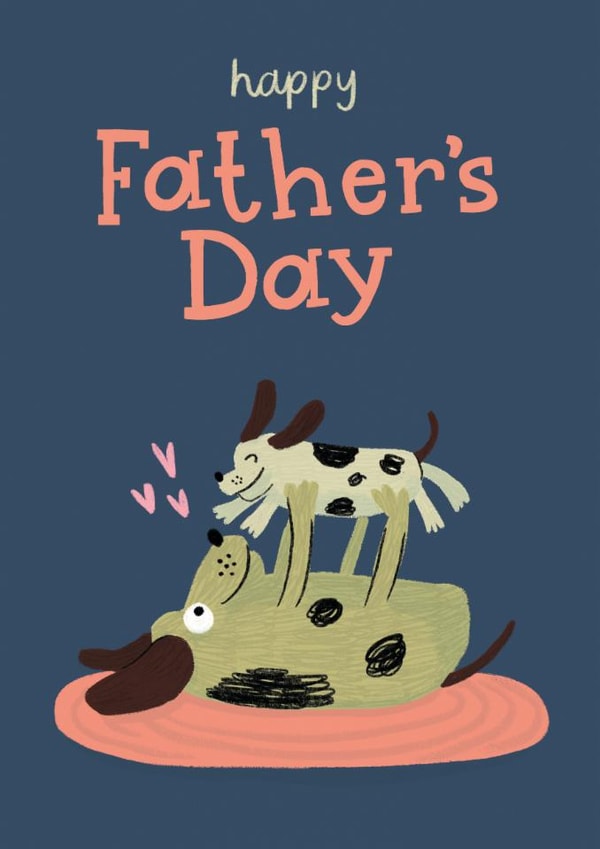 Cute kitty card for a dog dad, or a dad who just loves dogs created by Lisa Greener